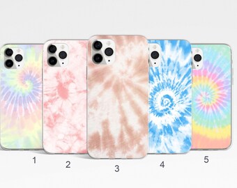 Pastelkleurige tiedye-telefoonhoes, tie-dye iPhone 17, 16, 15 Pro Max-hoesje, nude-hoesje, boho Samsung Galaxy S25, S24 FE-hoesje, retro Google Pixel-hoes