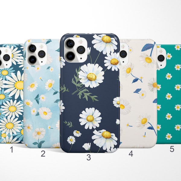 Daisy Flowers Phone Case Floral Daisies Cover for iPhone 15, 14, 13, 12 Mini, 11 Pro Max, Samsung Galaxy S24, S23, S21 Fe, Google Pixel Case