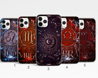 Cover per telefono con oroscopo zodiacale per iPhone 17, 16, 15 Pro Max, Samsung Galaxy Astrology S25, S24, S23FE, Google Pixel 10 Pro XL