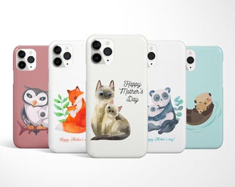 Custodia per telefono per la festa della mamma, custodia per telefono Super Mom per iPhone 17, 16, 15, 14 Pro, Samsung Galaxy S25, S24, S23FE, custodia per Google Pixel 10 con motivo animali