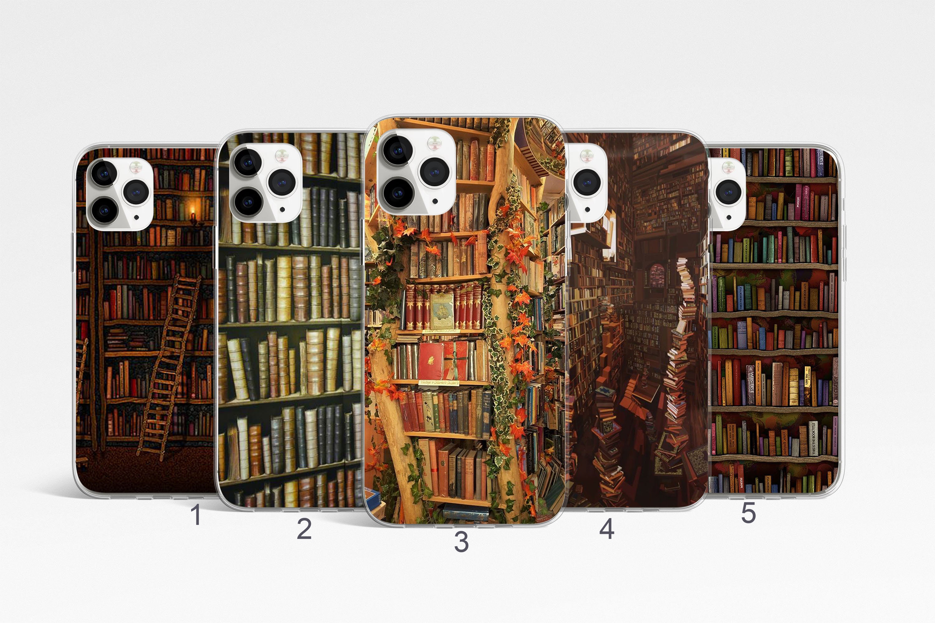 Library Phone Case Book Worm Phone Cover, Book Lover Samsung Galaxy Note 20, S25 Cover, Stack of Books iPhone 16, 15 Case, Google Pixel Case