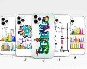 Science Phone Case Chemistry Tubes Phone Cover For iPhone 17, 16, 15, 14 Pro Max, Nerdy Samsung S25 Ultra, S24 Case, Geeky Google Pixel Case