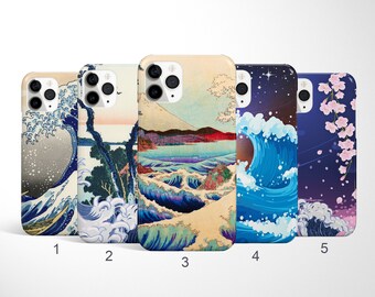 Japanese Wave Phone Case, Kanagawa Great Wave Cover for iPhone 16, 15, 14 Pro Max, Samsung Galaxy S25, Note 20, Google Pixel, Aesthetic Case