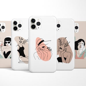 Line Art Phone Case, Aesthetic Phone Cover, Abstract Phone Case for iPhone 16, 15, 14 Pro Max, Samsung Galaxy S25, S24, S23, Google Pixel 9