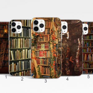 Library Phone Case Book Worm Phone Cover, Book Lover Samsung Galaxy S25 Cover, Stack of Books iPhone 17, 16, 15 Case, Google Pixel Case