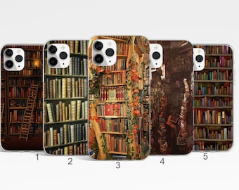 Library Phone Case Book Worm Phone Cover, Book Lover Samsung Galaxy S25 Cover, Stack of Books iPhone 17, 16, 15 Case, Google Pixel Case
