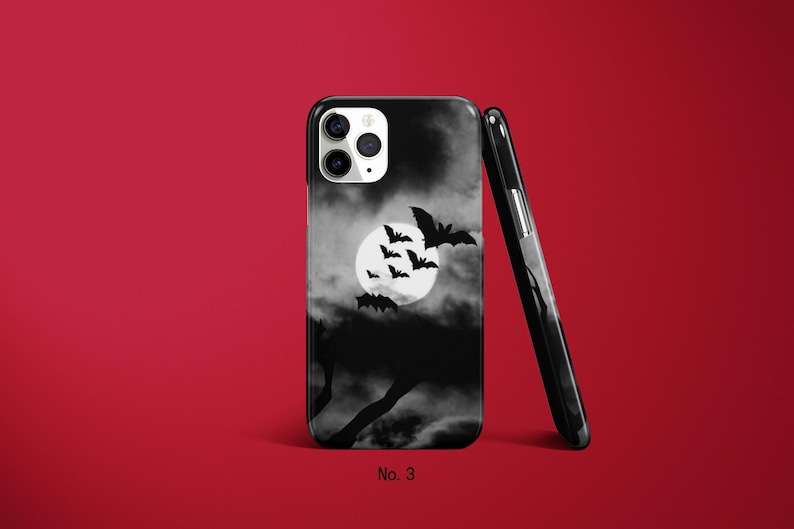 Custodia per telefono a forma di pipistrello, custodia per telefono a tema Halloween, custodia per iPhone 17, 16, 15, 14 Pro con tema natura selvaggia, custodia spettrale per Samsung Galaxy S25 Ultra, custodia per Google Pixel 9 immagine 4