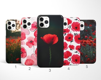 Poppy Phone Case, Floral Phone Cover for iPhone 17, 16, 15 Pro Max, Flower Phone Case for Samsung Galaxy S25, S24, Spring Google Pixel Case