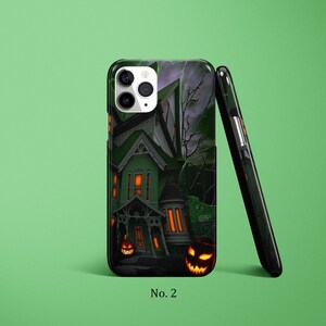 Halloween Phone Case, Jack o Lantern Phone Cover, Pumpkin Samsung S25 Case, Spooky iPhone 17, 16 Case, Haunted House Case, Google Pixel Case image 3