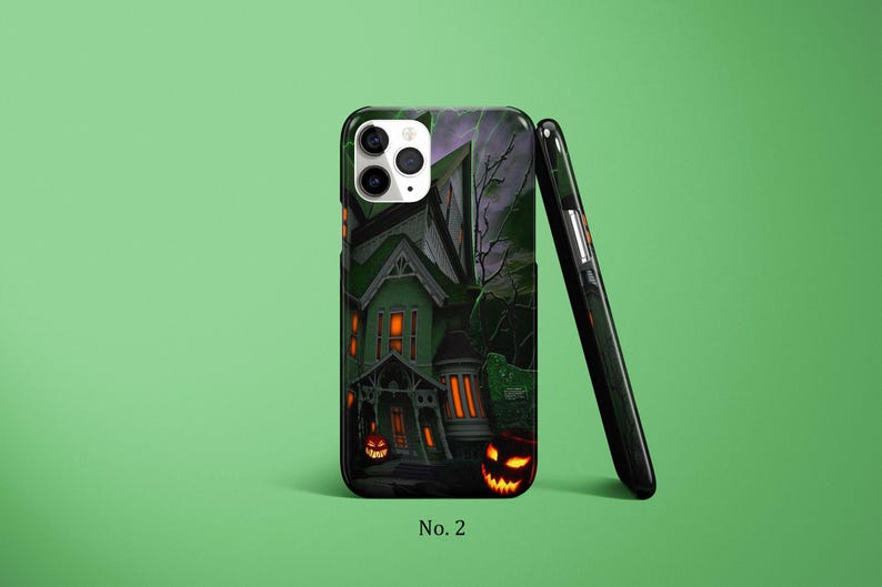 Halloween Phone Case, Jack o Lantern Phone Cover, Pumpkin Samsung S25 Case, Spooky iPhone 17, 16 Case, Haunted House Case, Google Pixel Case image 3