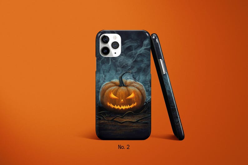 ハロウィンスマホケース、ジャック・オー・ランタン柄iPhone 17/16 Pro Maxケース、パンプキン柄Samsung S25ケース、スプーキー柄Galaxy S24 Ultraカバー、Google Pixelケース 画像 3