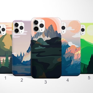 Mountain Phone Case Wanderlust Art Hill Cover for iPhone 16, 15, 14, 13, 12 Pro, Samsung Note 20 Ultra, S25, S24, S23, Google Pixel 8, 9 Pro