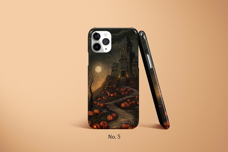 Halloween Phone Case, Jack o Lantern Phone Cover, Pumpkin Samsung S25 Case, Spooky iPhone 17, 16 Case, Haunted House Case, Google Pixel Case image 6