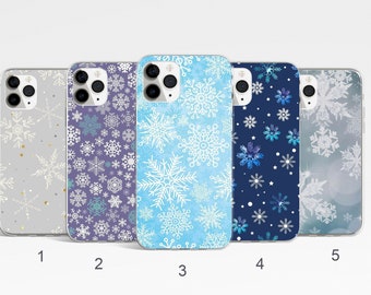Snowflake Phone Case, Snow Phone Cover for iPhone 16, 15, 14 Pro Max, Xmas Samsung Galaxy S25, S24, S23FE, Note 20, Winter Google Pixel Case