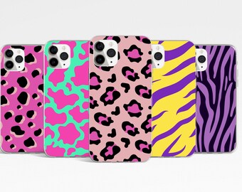 Custodia per telefono con stampa animalier, custodia leopardata per iPhone 17, 16, 15 Pro, custodia zebrata per Samsung Galaxy S25, S24 Plus, cover per Google Pixel con mucca, ghepardo e tigre