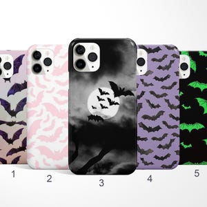 Custodia per telefono a forma di pipistrello, custodia per telefono a tema Halloween, custodia per iPhone 17, 16, 15, 14 Pro con tema natura selvaggia, custodia spettrale per Samsung Galaxy S25 Ultra, custodia per Google Pixel 9 immagine 1
