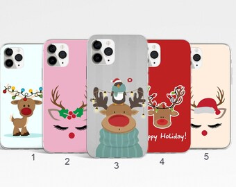 Custodia per telefono Rudolph, custodia per telefono con renna per iPhone 17, 16e, 15 Pro Max, Samsung Galaxy S25, S24, S23, custodia per Google Pixel, custodia per telefono invernale