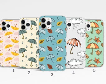 Custodia per telefono a forma di ombrello, cover autunnale per iPhone 17, 16, 15 Pro Max, Samsung Galaxy S25 Ultra, S24, cover autunnale per Google Pixel, cover antipioggia per telefono