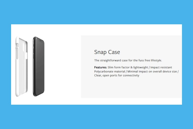 a smartphone case, specifically the Snap Case, which is described as a straightforward case for the fussy free lifestyle.