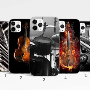 Muziektelefoonhoes, piano iPhone-hoesje instrument telefoonhoes, viool Samsung S25-hoesje, Galaxy S24 Plus, drum iPhone 17 Pro, Google Pixel-hoes