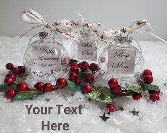 Personalised Christmas Ornament Custom Text Bauble Gift 2 Pieces