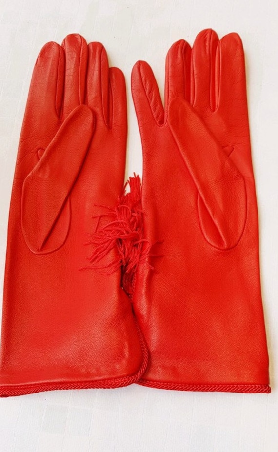 Genny Versace lambskin gloves Red leather - image 1