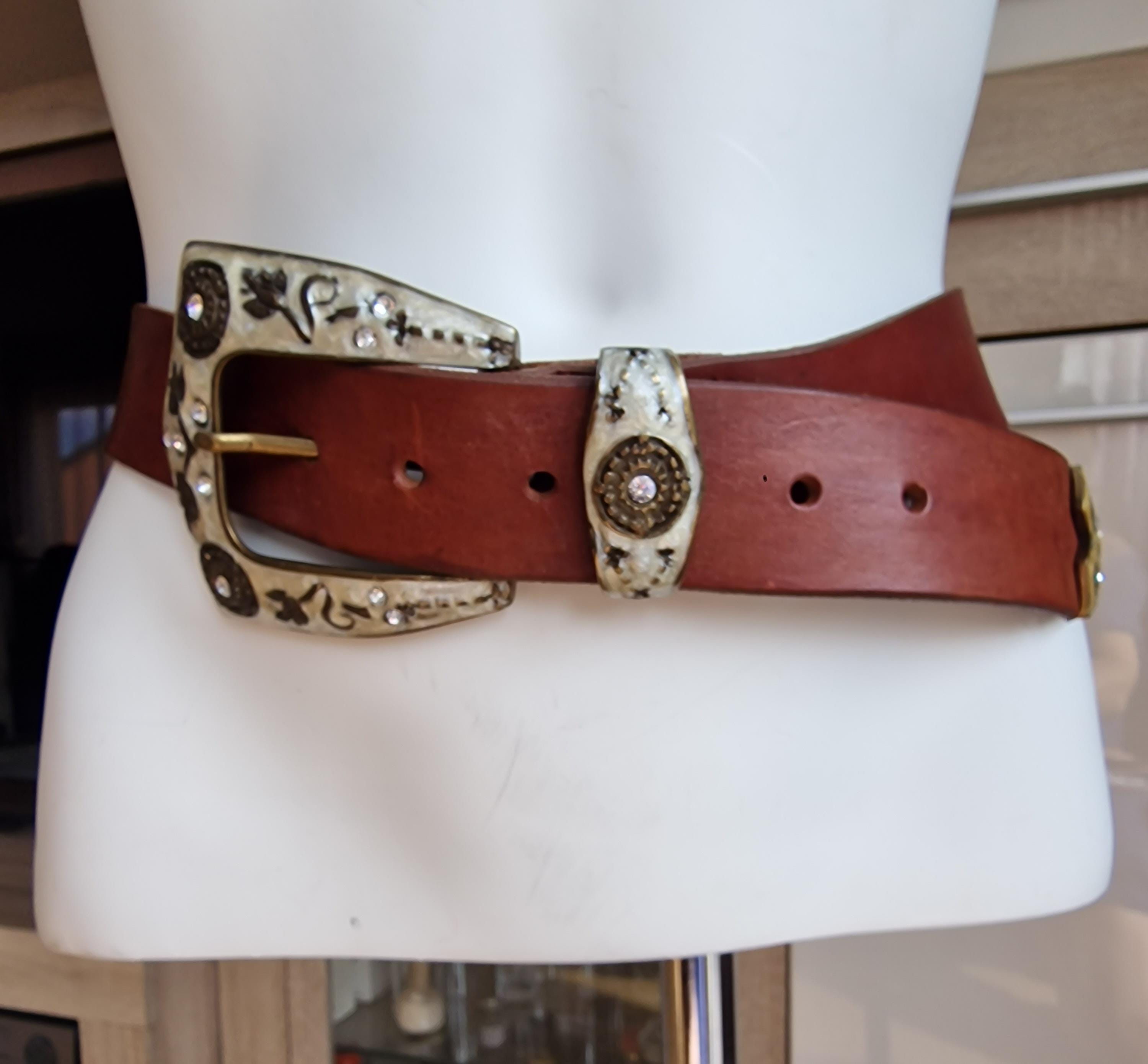 VANZETTI BY BGM Croco Embossed Leather Womens Belt Sz 95 =38 Brown German Y2k Vanzetti Belt - Etsy main image 2