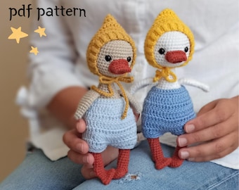Amigurumi goose pattern, goose toy pattern, bird crochet pattern, cute crochet goose toy, amigurumi animals goose