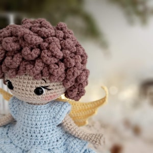 Crochet doll pattern, cute crochet doll wearing dress, amigurumi doll crochet angel, Christmas amigurumi doll image 6