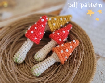 Mushroom crochet pattern, Christmas mushroom ornament, teacher Christmas crochet gifts, magic fly agaric amigurumi,  cute mushroom pattern