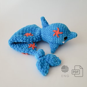 Dolphin Crochet Snuggler Pattern Amigurumi Plush Lovey for Babies Ocean Dolphin Lovey Crochet Toy Cute Lovey Amigurumi Plushie Toy