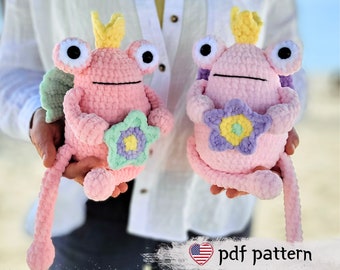 Frog Crochet Pattern Frog Plushies Crochet Tutorial  Frog Plush Amigurumi Cute Pink Frog Soft Toy Patterns Crochet Pattern for Beginners