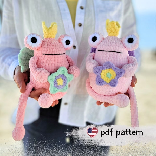 Frog Crochet Pattern Frog Plushies Crochet Tutorial  Frog Plush Amigurumi Cute Pink Frog Soft Toy Patterns Crochet Pattern for Beginners
