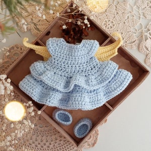 Crochet doll pattern, cute crochet doll wearing dress, amigurumi doll crochet angel, Christmas amigurumi doll image 8