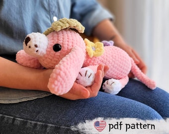 Dog Crochet Pattern Pink Crochet Dog Plushie Cute Kawaii Amigurumi Creature Unique Gift for Crochet Lovers Handmade Crochet Plushie for Kids