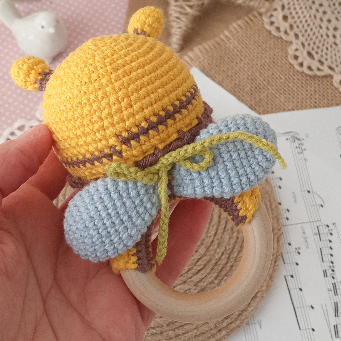 Crochet Baby Rattle Patern, Bee Crochet Patern, Crochet Rattle Bee ...