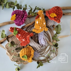 Mushroom Crochet Pattern DIY Plushie Crochet Tutorial Easy PDF Crochet Pattern for Beginners Amigurumi Soft Mushroom Toy Halloween crochet