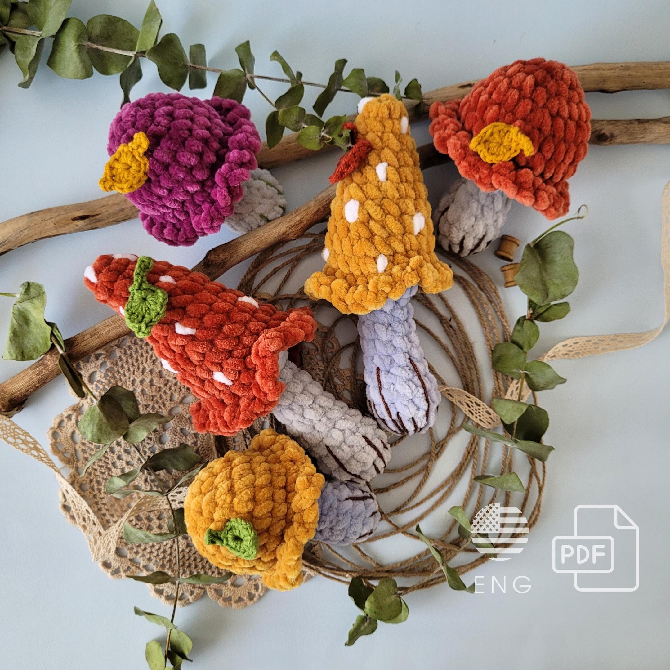 Mushroom Crochet Pattern DIY Plushie Crochet Tutorial Easy PDF Crochet Pattern for Beginners Amigurumi Soft Mushroom Toy Halloween crochet