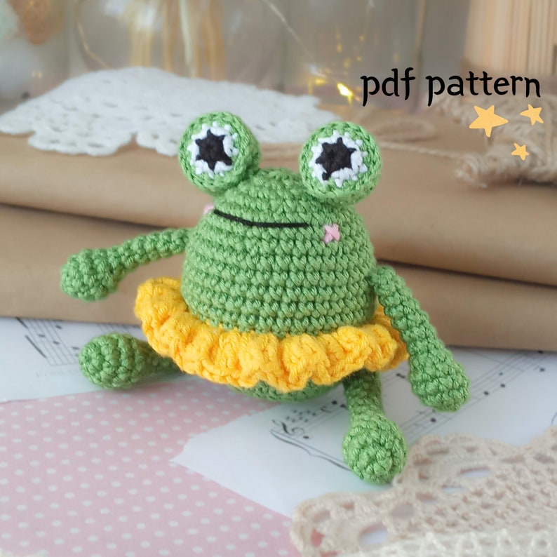 Crochet frog pattern, amigurumi frog toy, mini crochet animals, cute crochet frog, green frog crochet pattern image 1
