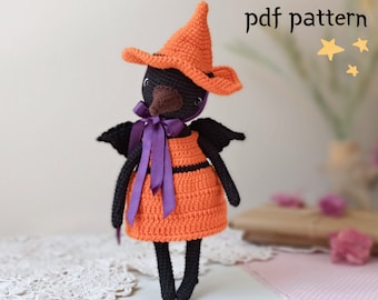 Black Crow Amigurumi Pattern PDF Spooky Bird Crochet Tutorial Gothic Halloween Decoration Guide Raven Toy Instructions Dark Academia Decor