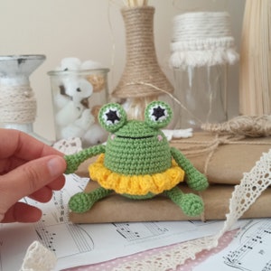 Crochet frog pattern, amigurumi frog toy, mini crochet animals, cute crochet frog, green frog crochet pattern image 8