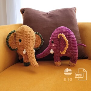 Crochet Elephant Pattern Handmade Elephant Amigurumi Plush Toy Cute Elephant Crochet Elephant Amigurumi Plush Soft Toy for Nursery Decor