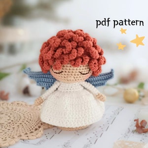 Angel doll crochet pattern, amigurumi angel doll for Valentine&#39;s day, crochet amigurumi doll
