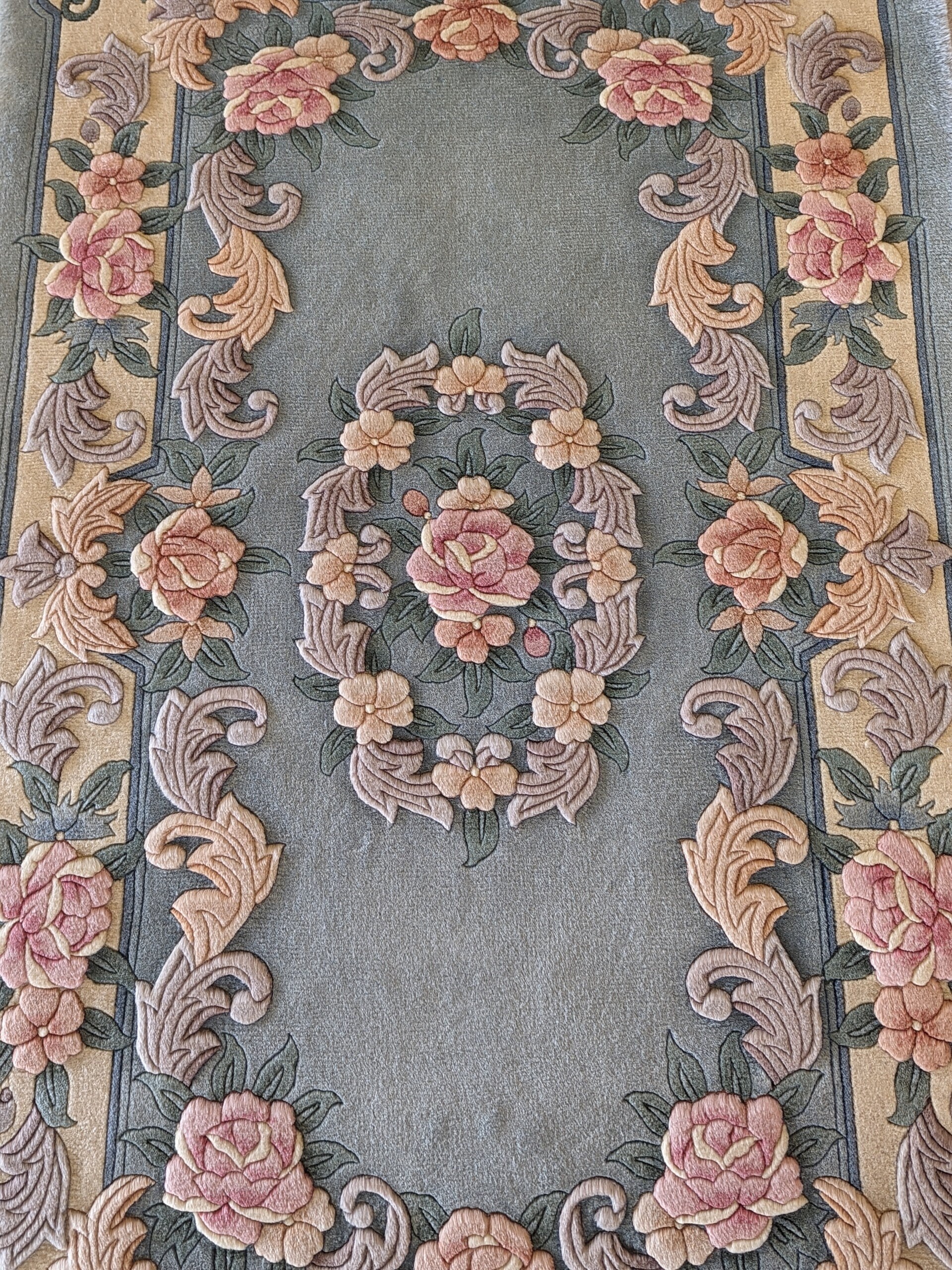 Aubusson Rug With French Roses Design and Handembossed Etsy