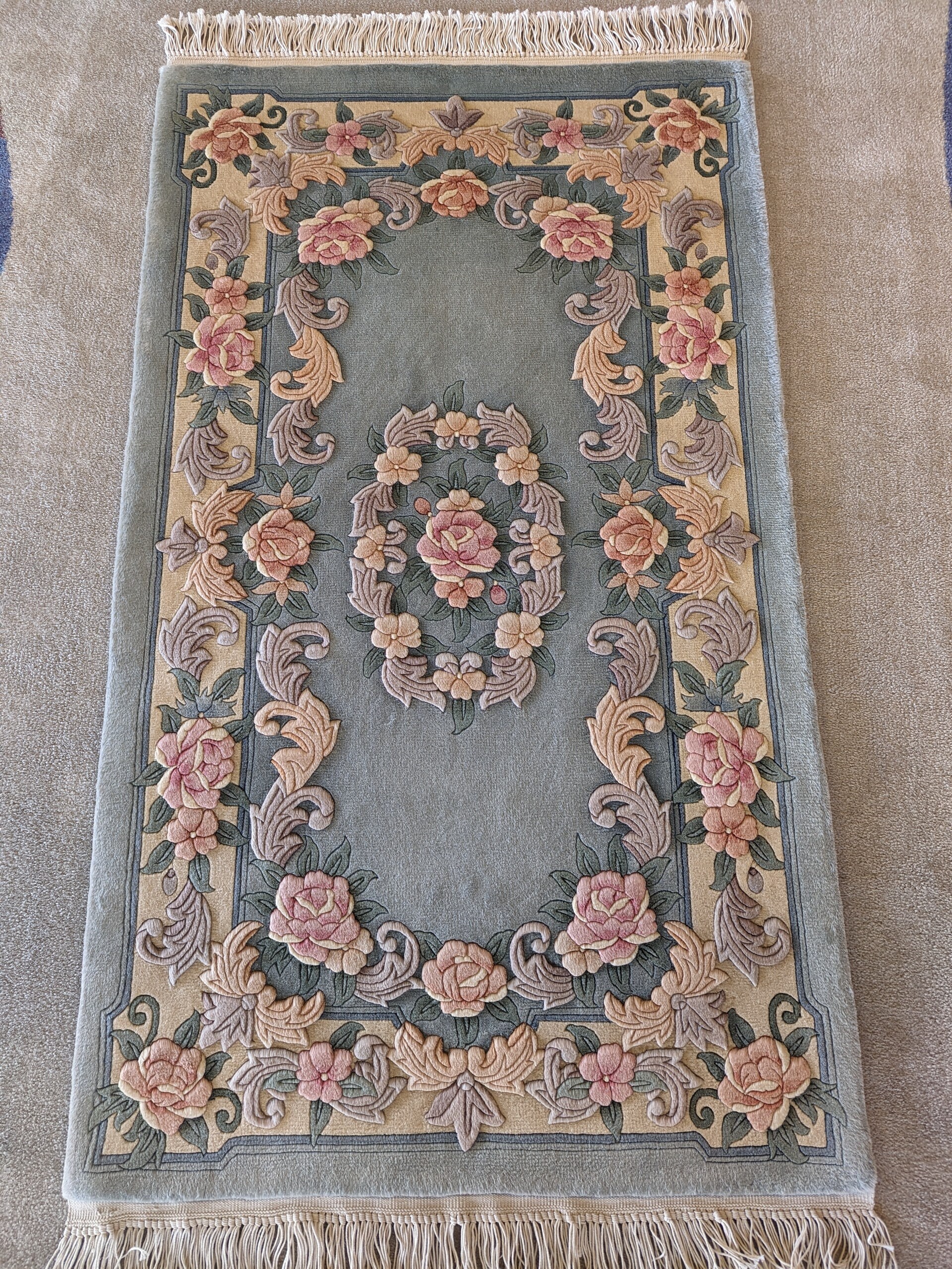 Aubusson Rug With French Roses Design and Handembossed Etsy
