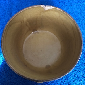 Cookin-Ware Cook-Rite Health Economy Serving Bowl, Patent 91285, Brown & Tan, 8 1/2 diameter