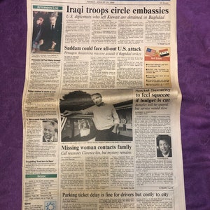 Buffalo News, Vintage Zeitung, 24. August 1990, irakische Troops Circle Embassies