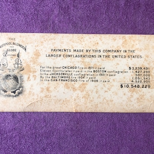 Vintage Blotter, The Liverpool & London e Globe Insurance Company, Chicago, Boston, Jacksonville, Baltimora, San Francisco