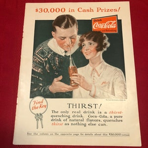Coca Cola Magazine Advertisement, 1927, Ephemera, 30,000 in Cash Prizes! Coca Cola Memorabilia