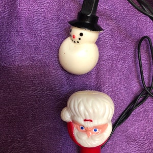Vintage Antique Santa and Snowman Christmas Lights